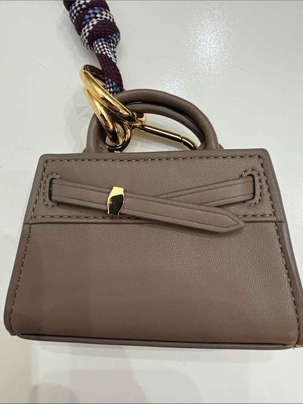 Veronica Beard Dash Bag Charm with Braided Cord in Brown